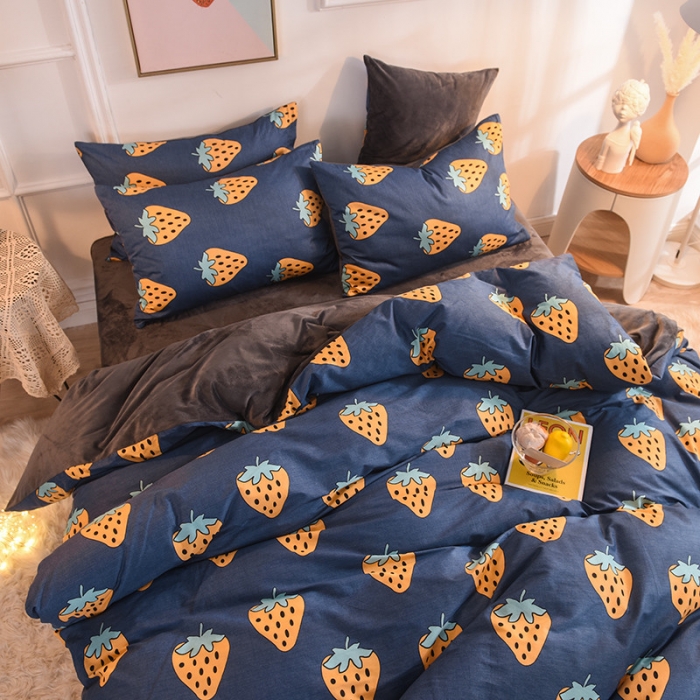 91家纺网 家纺一手货源 找家纺 金奇达 2019新款功能型A棉B绒保暖四件套 萝莉-兰