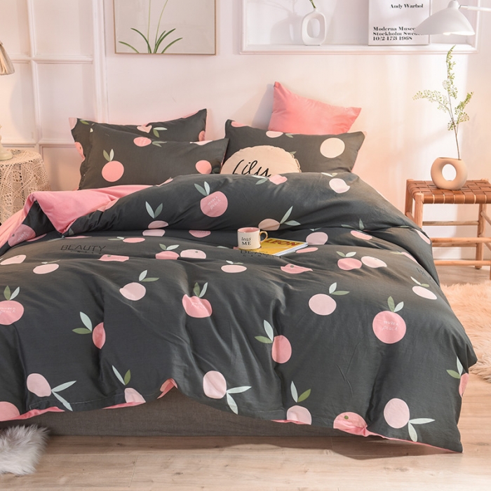 91家纺网 家纺一手货源 找家纺 金奇达 2019新款功能型A棉B绒保暖四件套 完美橙