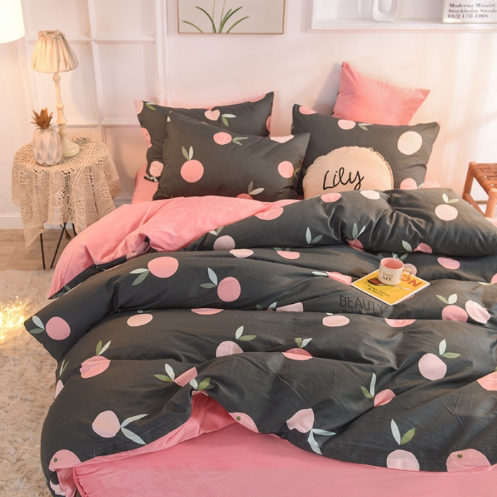 91家纺网 家纺一手货源 找家纺 金奇达 2019新款功能型A棉B绒保暖四件套 完美橙