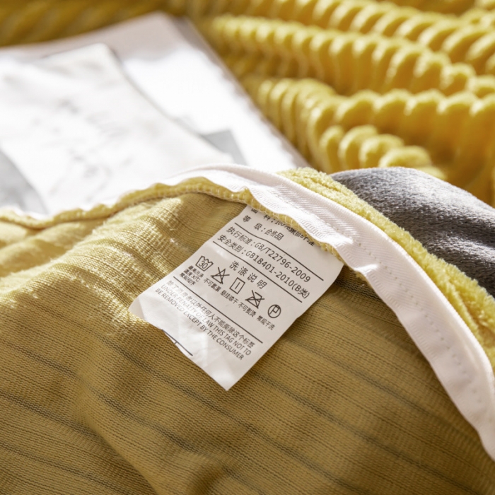 91家纺网 家纺一手货源 找家纺 金奇达 2019休闲宽边魔法绒四件套 宽边姜黄