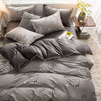 91家纺网 家纺一手货源 找家纺 （总）金奇达 2019新款A棉B绒四件套