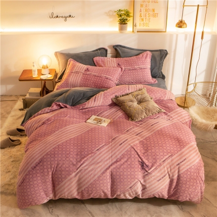 91家纺网 家纺一手货源 找家纺 （总）金奇达 2019休闲大版牛奶绒四件套