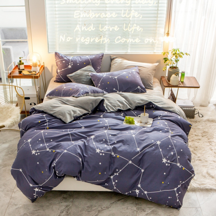 91家纺网 家纺一手货源 找家纺 金奇达 2019新款A棉B绒四件套 北极星