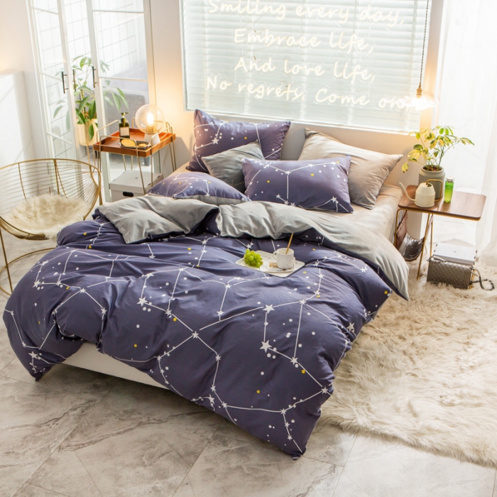 91家纺网 家纺一手货源 找家纺 金奇达 2019新款A棉B绒四件套 北极星