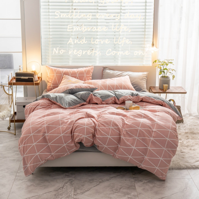 91家纺网 家纺一手货源 找家纺 金奇达 2019新款A棉B绒四件套 三宅