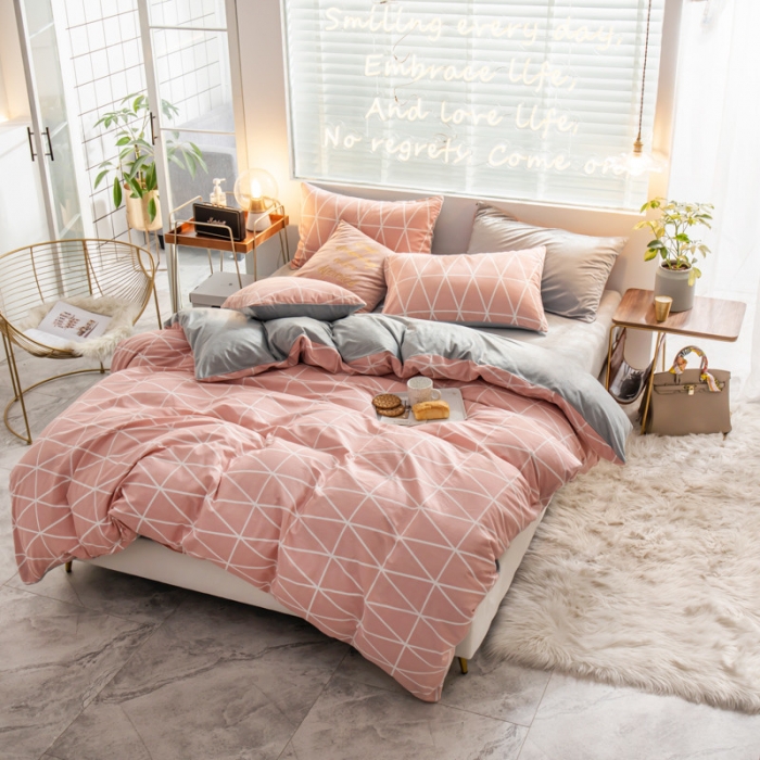 91家纺网 家纺一手货源 找家纺 金奇达 2019新款A棉B绒四件套 三宅