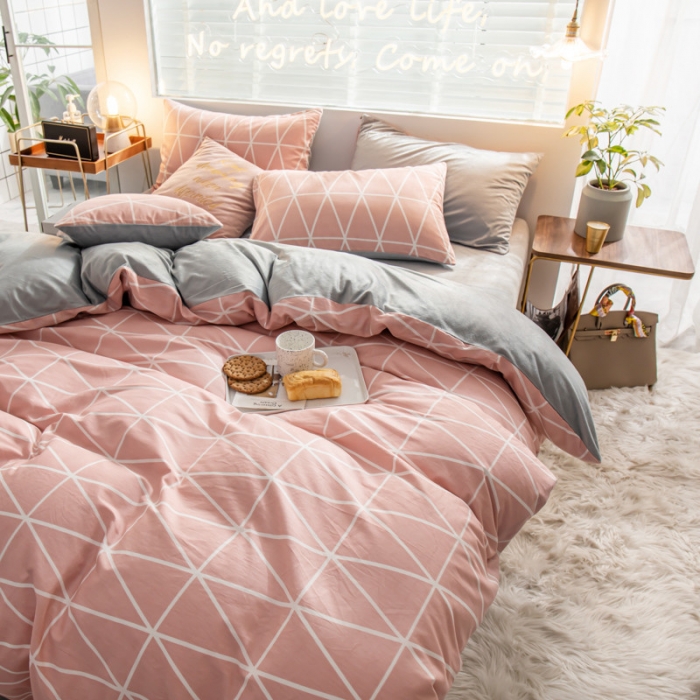 91家纺网 家纺一手货源 找家纺 金奇达 2019新款A棉B绒四件套 三宅