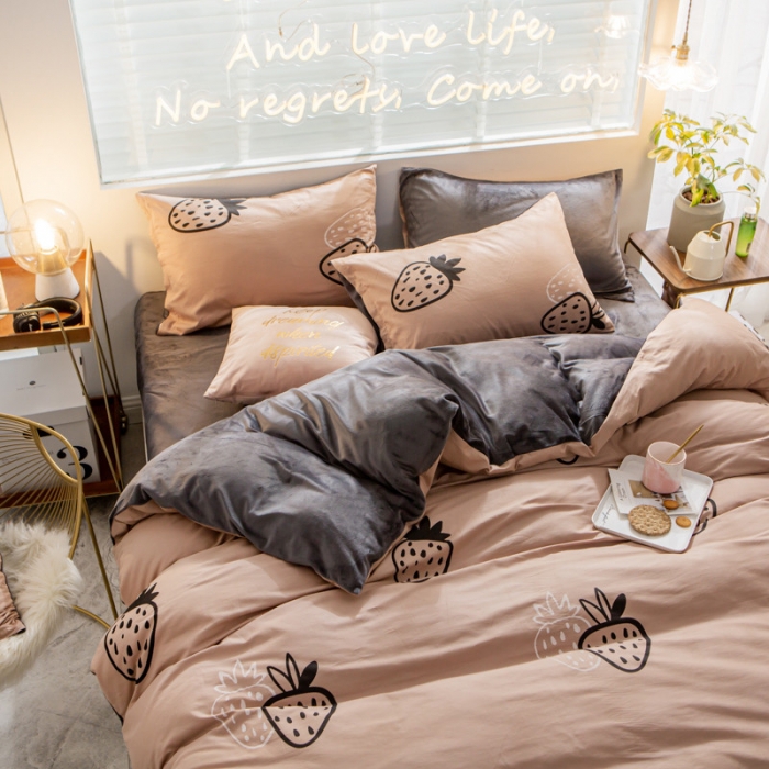 91家纺网 家纺一手货源 找家纺 金奇达 2019新款A棉B绒四件套 天仙醉