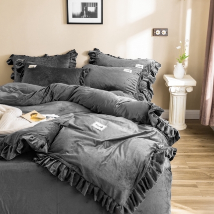 91家纺网 家纺一手货源 找家纺 （总）金奇达 2019公主风荷叶边宝宝绒四件套