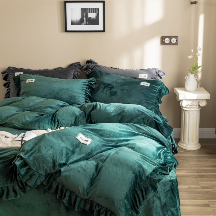 91家纺网 家纺一手货源 找家纺 （总）金奇达 2019公主风荷叶边宝宝绒四件套