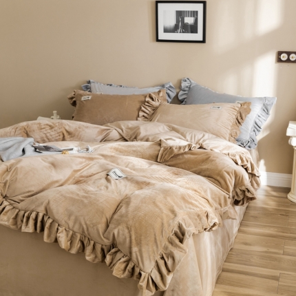 91家纺网 家纺一手货源 找家纺 （总）金奇达 2019公主风荷叶边宝宝绒四件套