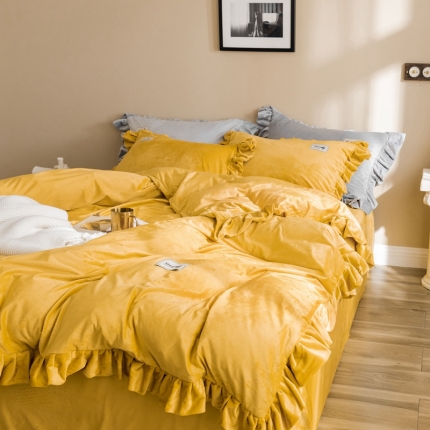 91家纺网 家纺一手货源 找家纺 （总）金奇达 2019公主风荷叶边宝宝绒四件套