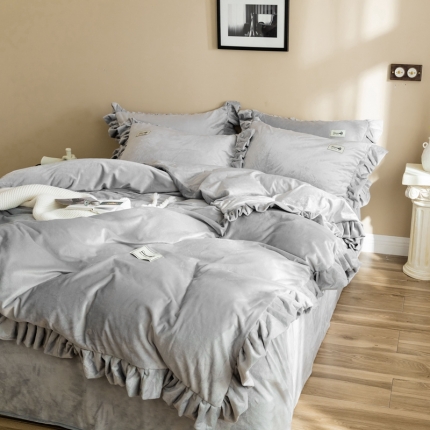 91家纺网 家纺一手货源 找家纺 （总）金奇达 2019公主风荷叶边宝宝绒四件套