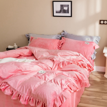 91家纺网 家纺一手货源 找家纺 （总）金奇达 2019公主风荷叶边宝宝绒四件套