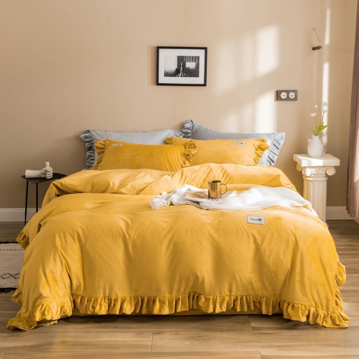 91家纺网 家纺一手货源 找家纺 （总）金奇达 2019公主风荷叶边宝宝绒四件套