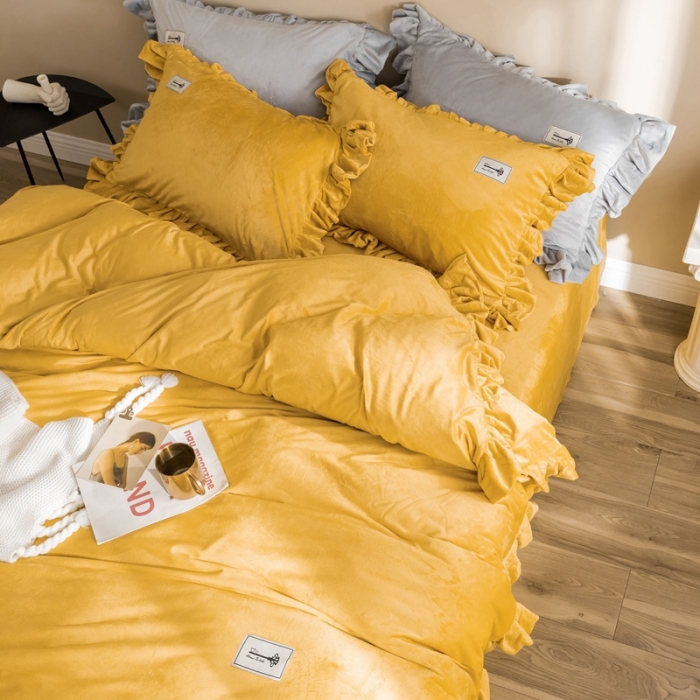 91家纺网 家纺一手货源 找家纺 （总）金奇达 2019公主风荷叶边宝宝绒四件套