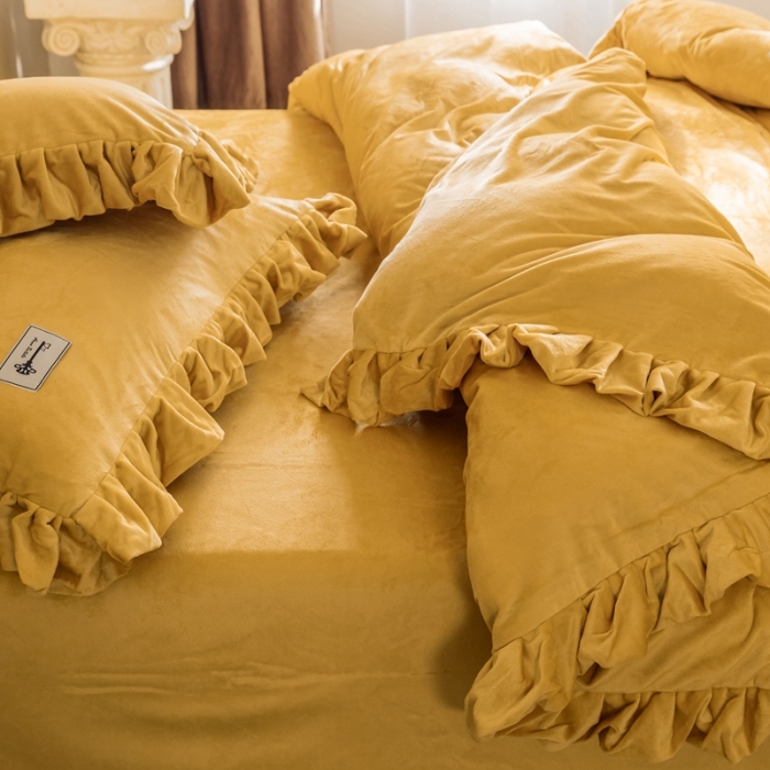 91家纺网 家纺一手货源 找家纺 （总）金奇达 2019公主风荷叶边宝宝绒四件套