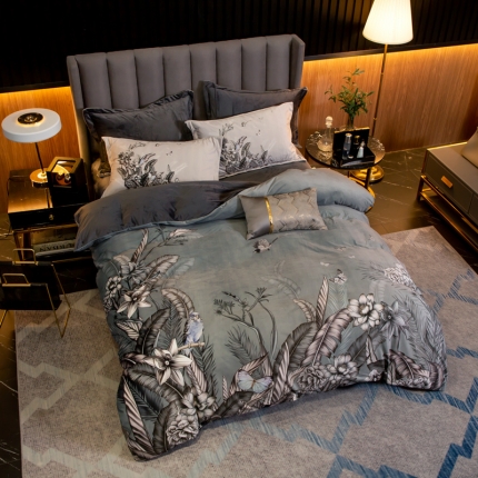 91家纺网 家纺一手货源 找家纺 （总）金奇达 2019大版数码花卉系列宝宝绒四件套