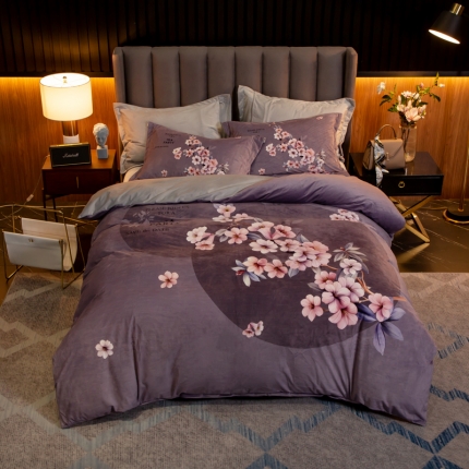 91家纺网 家纺一手货源 找家纺 （总）金奇达 2019大版数码花卉系列宝宝绒四件套