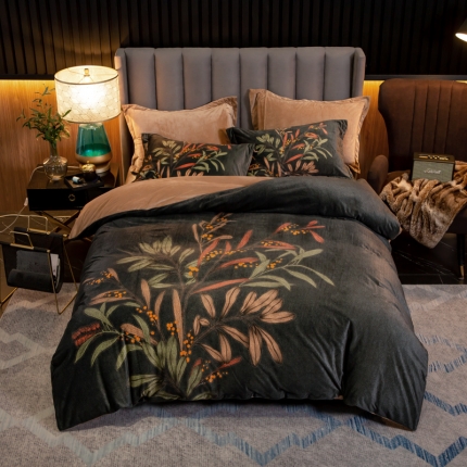 91家纺网 家纺一手货源 找家纺 （总）金奇达 2019大版数码花卉系列宝宝绒四件套