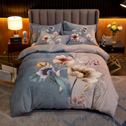 91家纺网 家纺一手货源 找家纺 （总）金奇达 2019大版数码花卉系列宝宝绒四件套