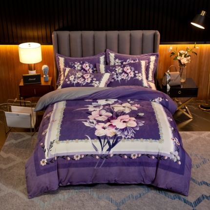 91家纺网 家纺一手货源 找家纺 （总）金奇达 2019大版数码花卉系列宝宝绒四件套