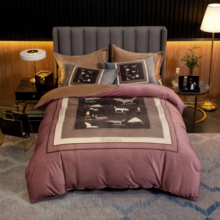 91家纺网 家纺一手货源 找家纺 （总）金奇达 2019大版数码花卉系列宝宝绒四件套