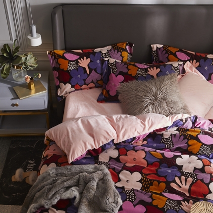 91家纺网 家纺一手货源 找家纺 （总）金奇达 2019新款宝宝绒四件套自然光图