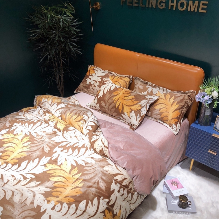 91家纺网 家纺一手货源 找家纺 金奇达 2019新款宝宝绒四件套实拍图 舒叶