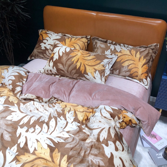 91家纺网 家纺一手货源 找家纺 金奇达 2019新款宝宝绒四件套实拍图 舒叶