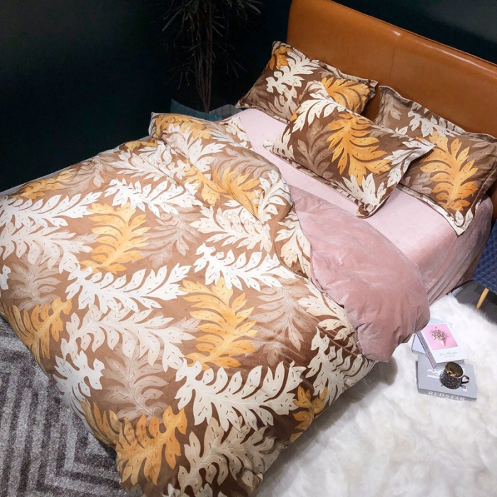 91家纺网 家纺一手货源 找家纺 金奇达 2019新款宝宝绒四件套实拍图 舒叶