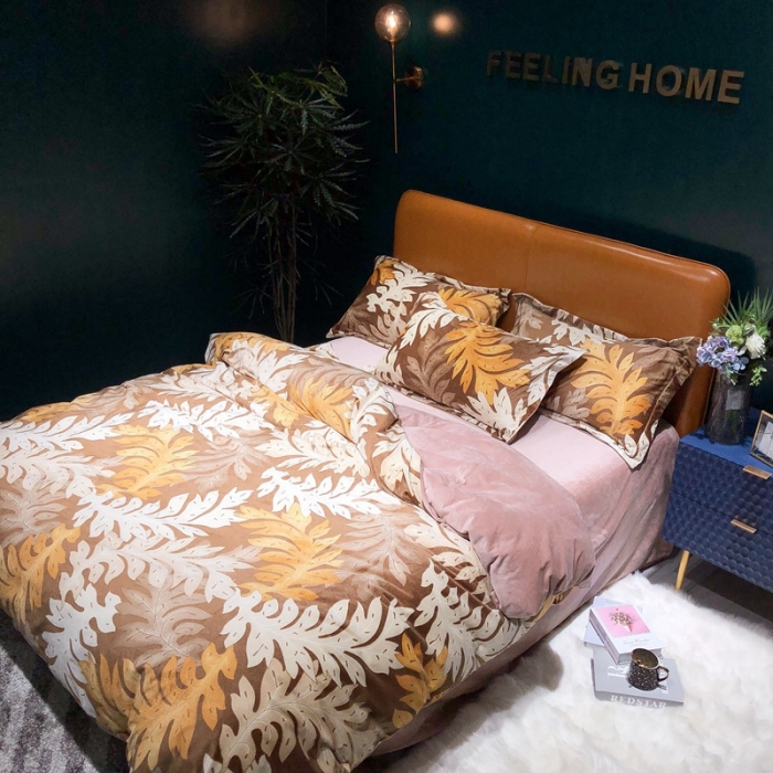 91家纺网 家纺一手货源 找家纺 金奇达 2019新款宝宝绒四件套实拍图 舒叶