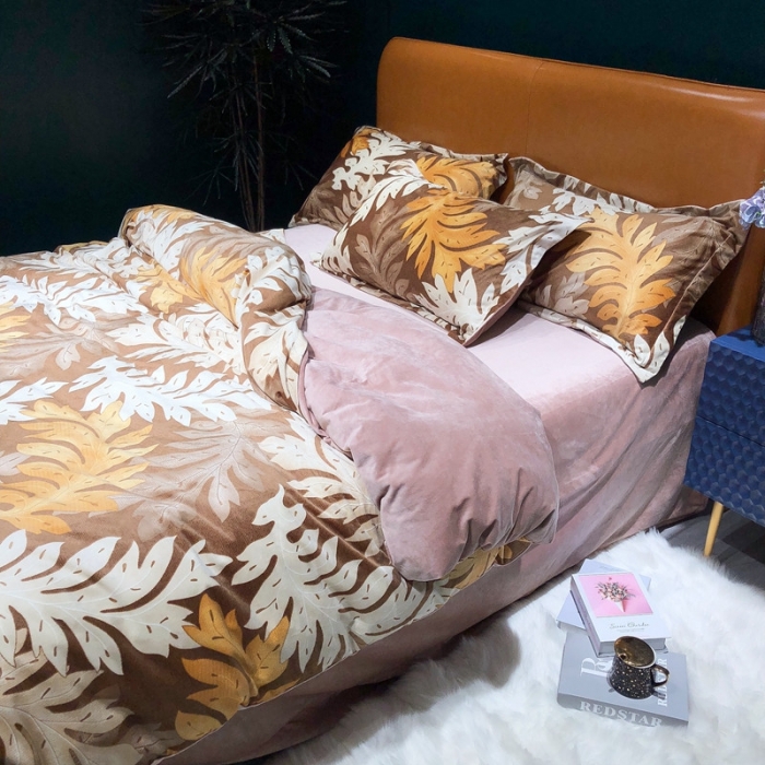 91家纺网 家纺一手货源 找家纺 金奇达 2019新款宝宝绒四件套实拍图 舒叶