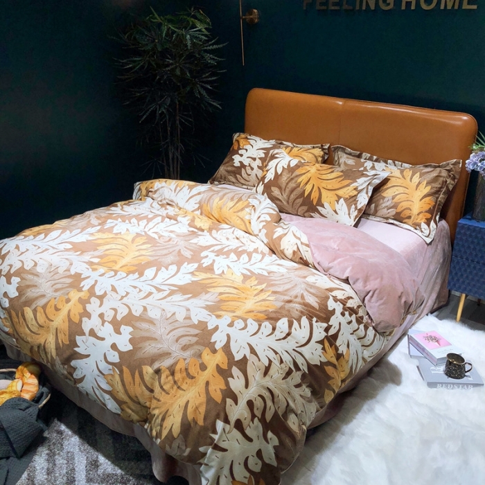 91家纺网 家纺一手货源 找家纺 金奇达 2019新款宝宝绒四件套实拍图 舒叶