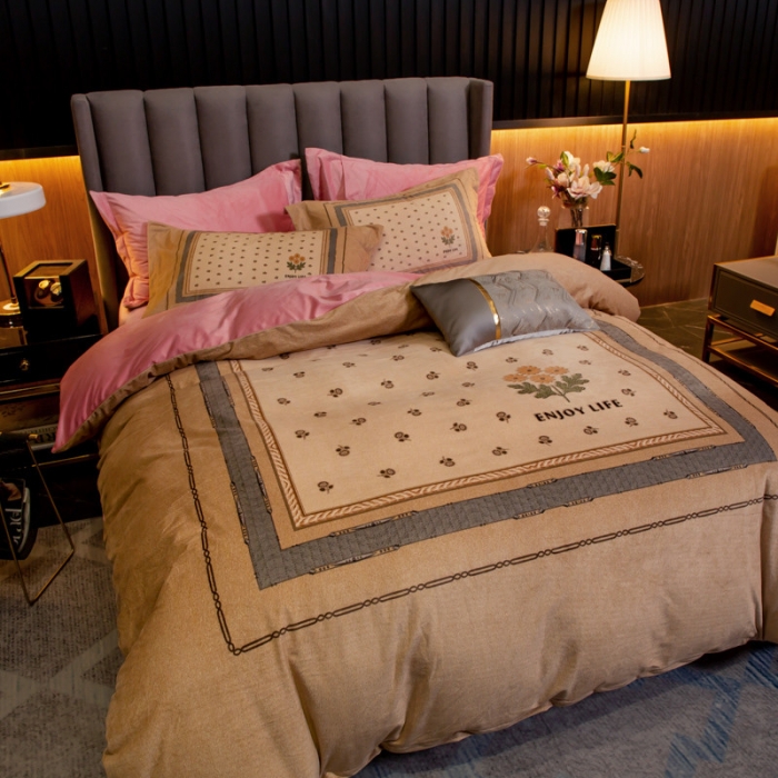 91家纺网 家纺一手货源 找家纺 金奇达 2019大版数码花卉系列宝宝绒四件套 生如夏花-黄