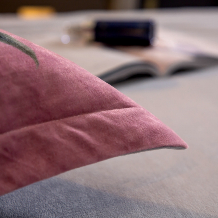 91家纺网 家纺一手货源 找家纺 金奇达 2019大版数码花卉系列宝宝绒四件套 唯美-豆沙