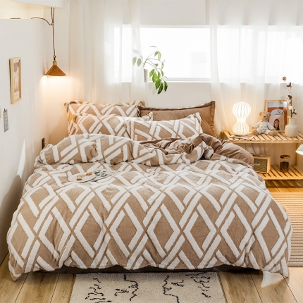 91家纺网 家纺一手货源 找家纺 （总）金奇达 2019新款大版提花绒四件套