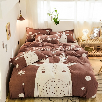 91家纺网 家纺一手货源 找家纺 （总）金奇达 2019新款大版提花绒四件套