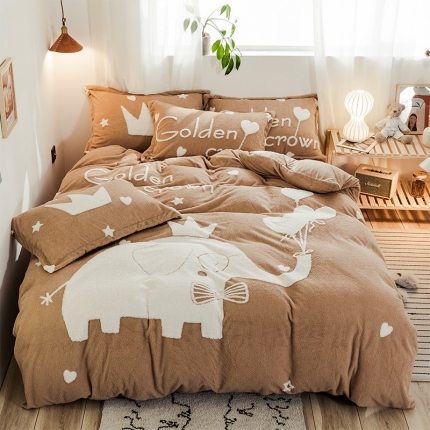 91家纺网 家纺一手货源 找家纺 （总）金奇达 2019新款大版提花绒四件套