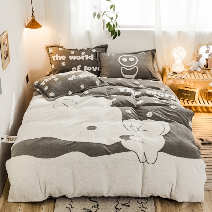 91家纺网 家纺一手货源 找家纺 （总）金奇达 2019新款大版提花绒四件套