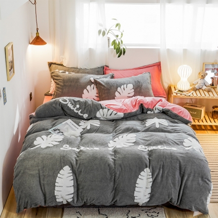 91家纺网 家纺一手货源 找家纺 （总）金奇达 2019新款大版提花绒四件套