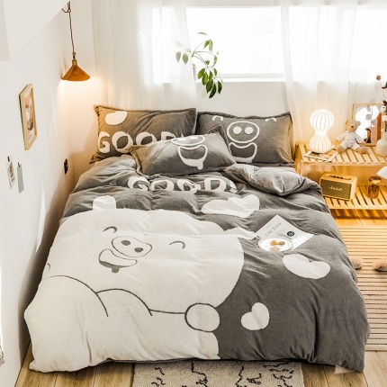 91家纺网 家纺一手货源 找家纺 （总）金奇达 2019新款大版提花绒四件套