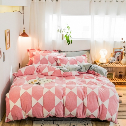 91家纺网 家纺一手货源 找家纺 （总）金奇达 2019新款大版提花绒四件套