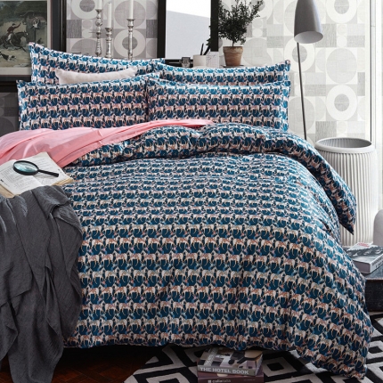 91家纺网 家纺一手货源 找家纺 优然居家纺 全棉柔丝缎四件套骑士