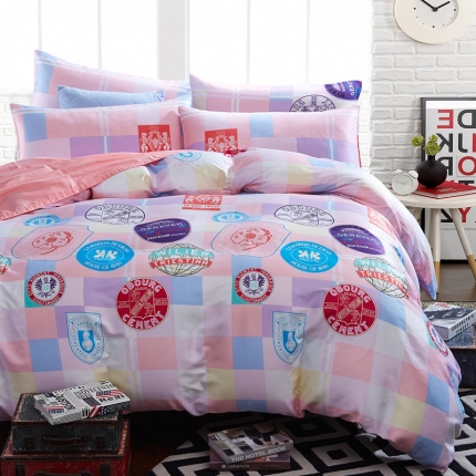 91家纺网 家纺一手货源 找家纺 优然居家纺 全棉柔丝缎四件套幸福印象