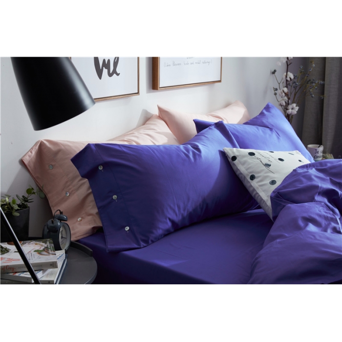 91家纺网 家纺一手货源 找家纺 优然居家纺 60支长绒棉纯色四件套宝蓝