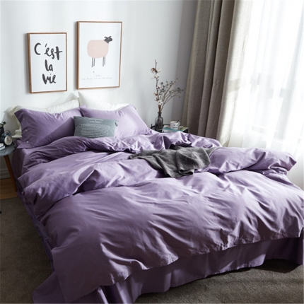 91家纺网 家纺一手货源 找家纺 优然居家纺 60支长绒棉纯色四件套高贵紫