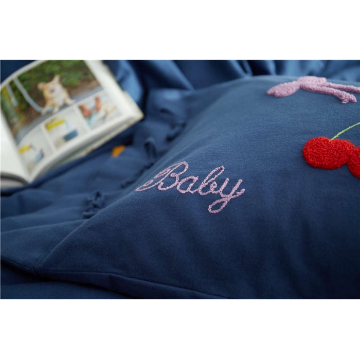 91家纺网 家纺一手货源 找家纺 优然居家纺  全棉拉绒毛巾绣四件套baby藏蓝