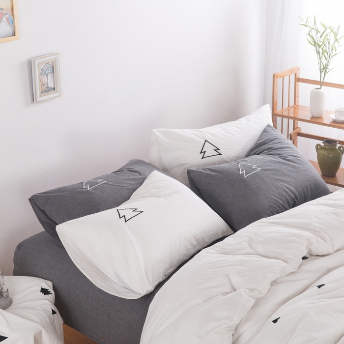 91家纺网 家纺一手货源 找家纺 优然居家纺 水洗棉绣花四件套水洗棉小树灰