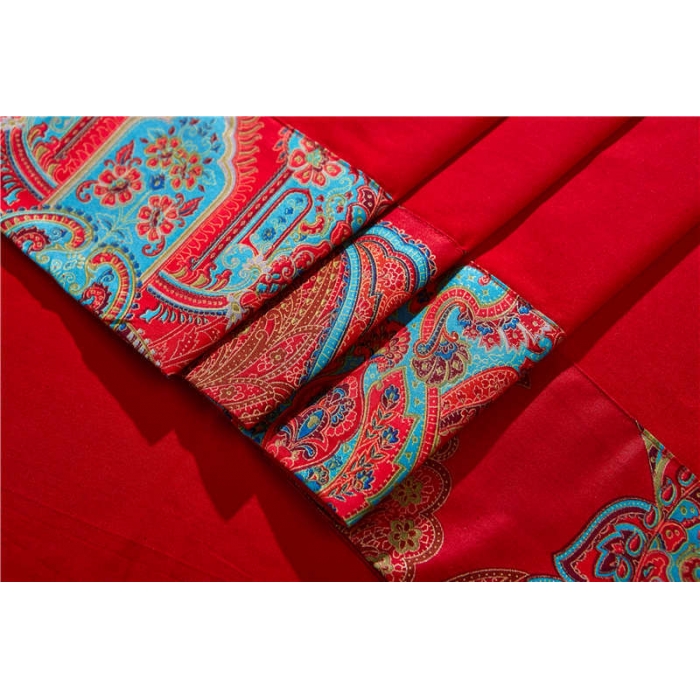 91家纺网 家纺一手货源 找家纺 优然居家纺 全棉柔丝缎四件套嫁衣